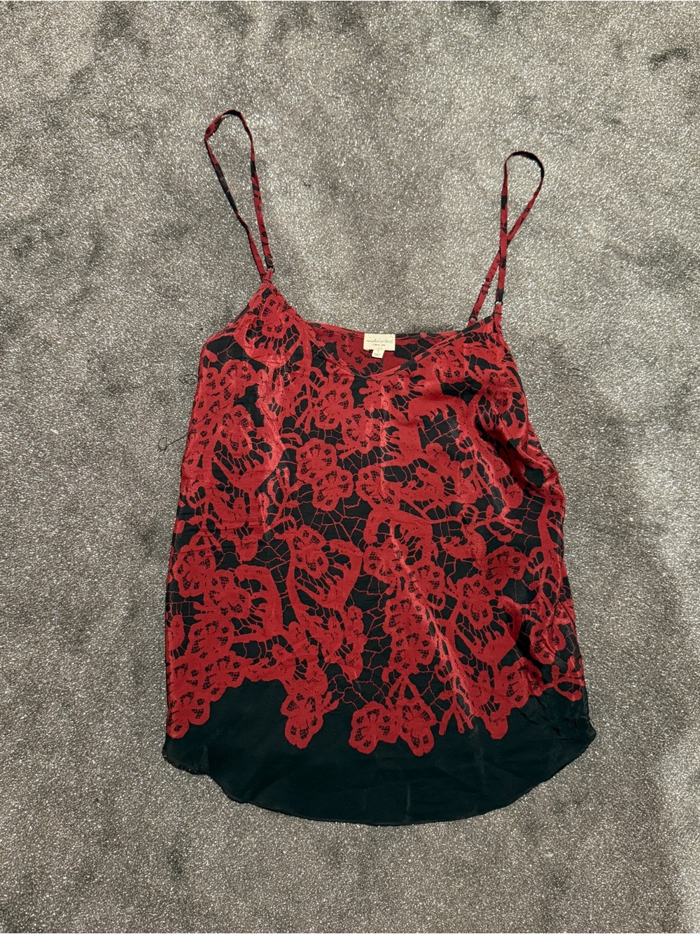 Wilfred Red & Black Lace-Overlay silk Spaghetti Strap Camisole